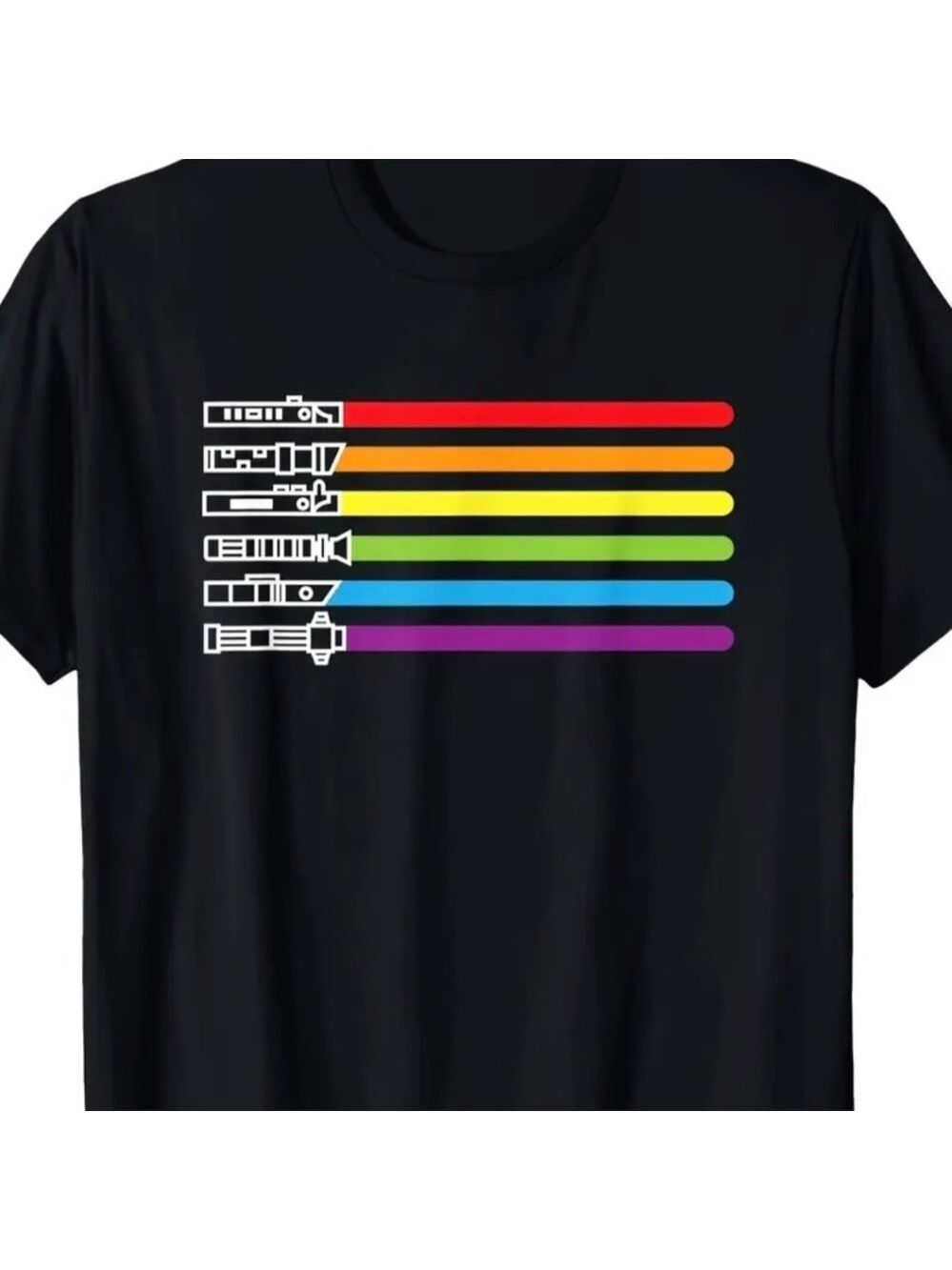 🌈T-Shirt--"Light Sabers" in Black, Men's size XL  ✴️LAST ONE✴️